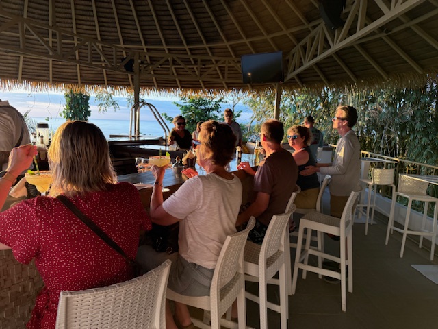 My guests viewing a spectacular sunset from the famous Mariposa Hotel.